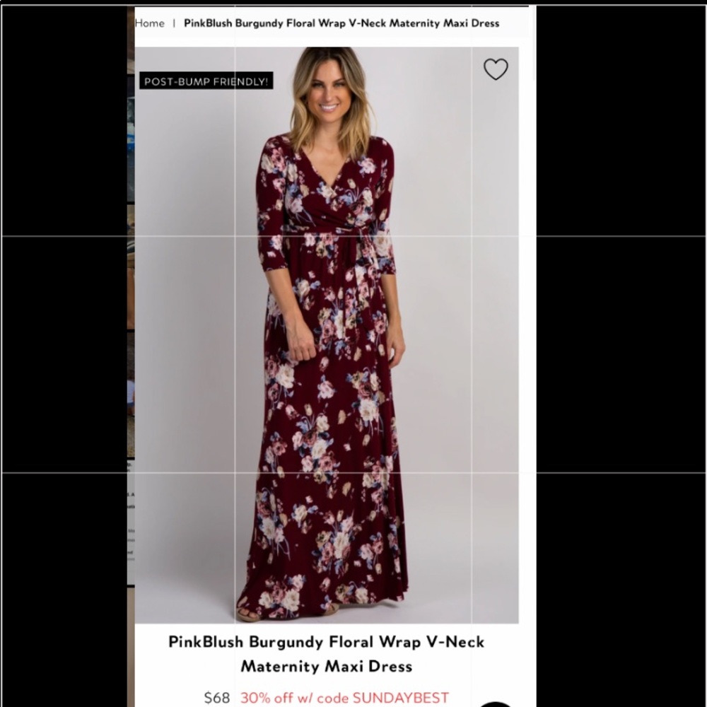 PinkBlush Purple Floral Wrap V-Neck Maternity Maxi
